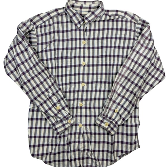 Patagonia Womens Flannel Plaid Button Up Shirt Size M White/Purple 53859‎ - Picture 1 of 7